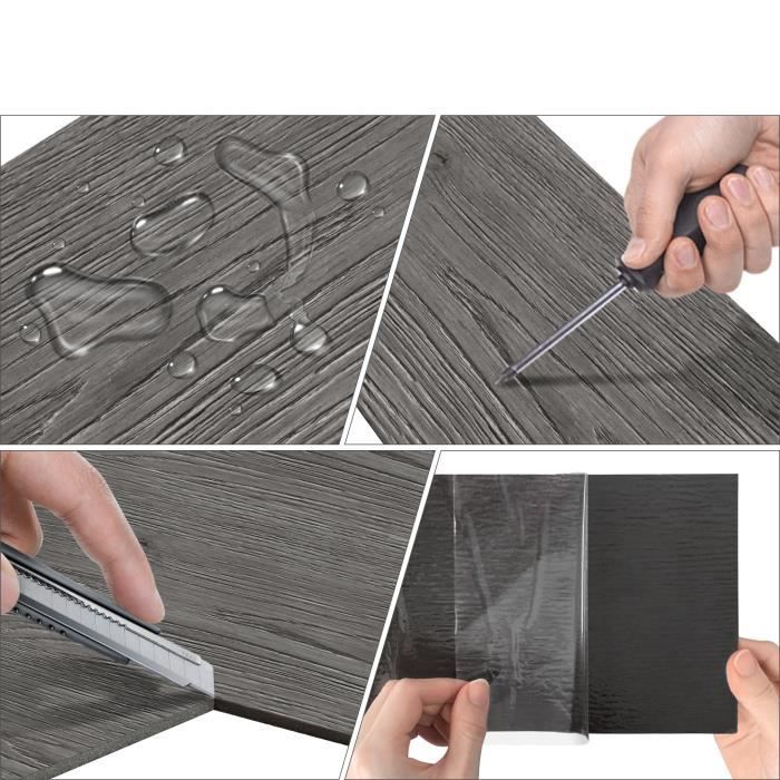 Suelo de PVC - AUFUN - Roble gris oscuro - 18 lamas - 2,51 m² - Antideslizante