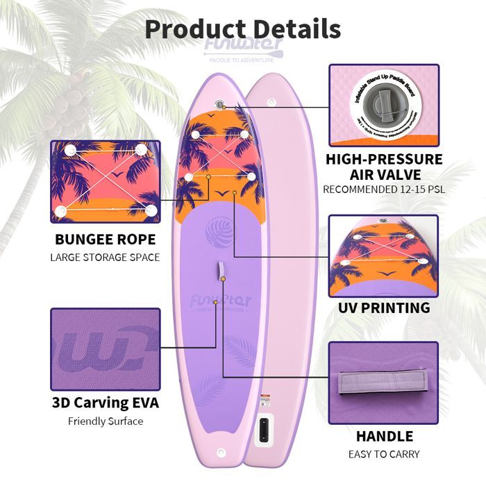 FunWater gonflable Stand Up Paddle Board planche à pagaie planche de Surf Surf Sup Board 335*83*15CM antidérapant Paddle Board
