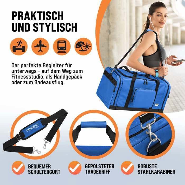 Sac de voyage MONZANA® Sac de Sport Bleu 90L Fitness Football Transport Bandoulière amovible Réglable Weekender Duffelbag