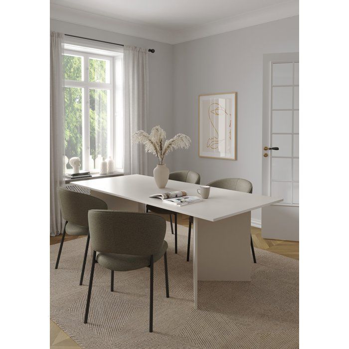 Familie eettafel – Rechthoekig – Kasjmierbeige afwerking – Geschikt voor 6 personen – 200 x 90 x 76 cm