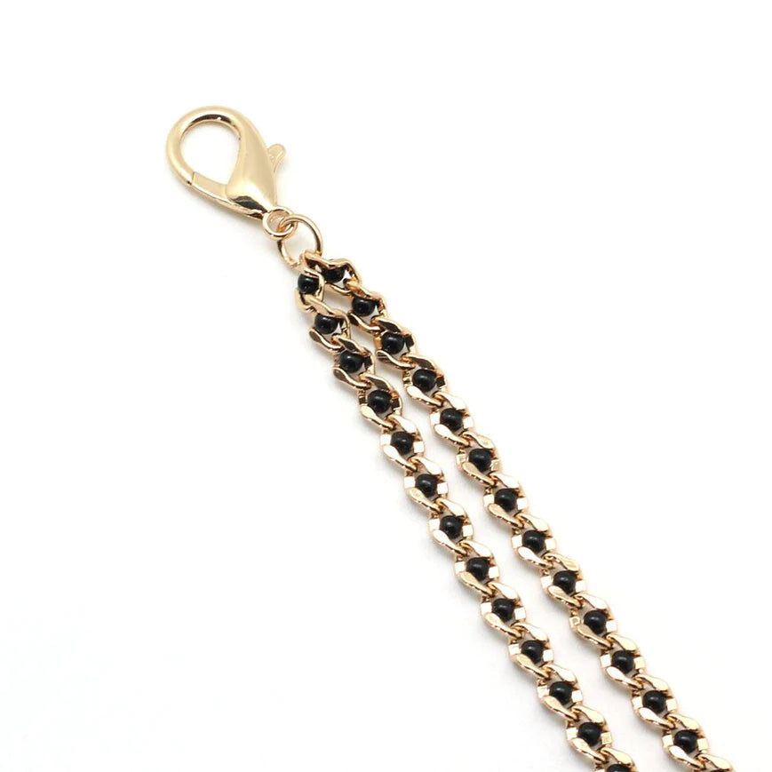 Liebe Seele Schwarze Perlenketten und Nippelklemmen Gold