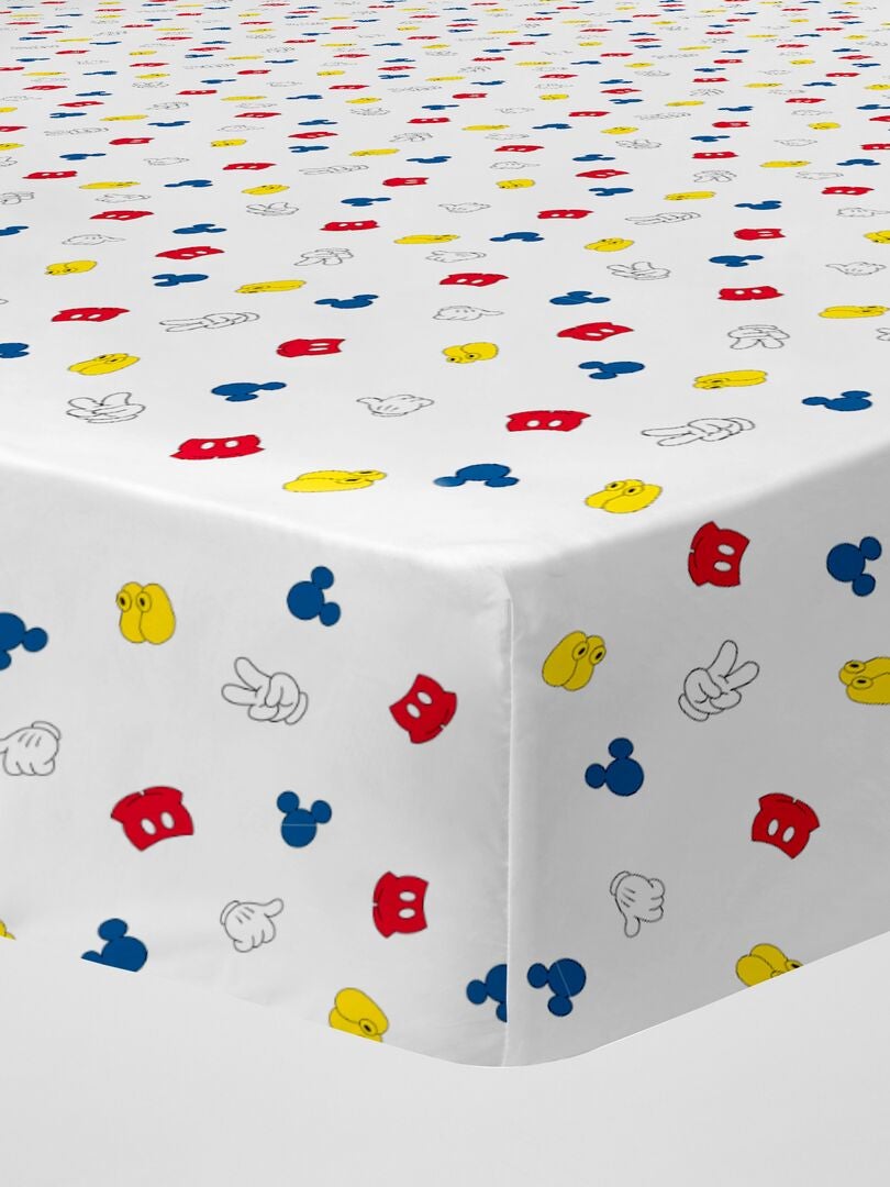 Lençol de baixo com elástico do Mickey Mouse - BRANCO