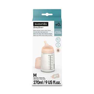 Suavinex Zero anti-kolikkflaske, medium gjennomstrømning, 3M, 270 ml
