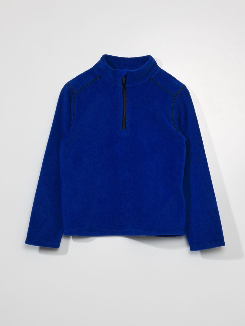 Fleece sweatshirt met rits - BLAUW
