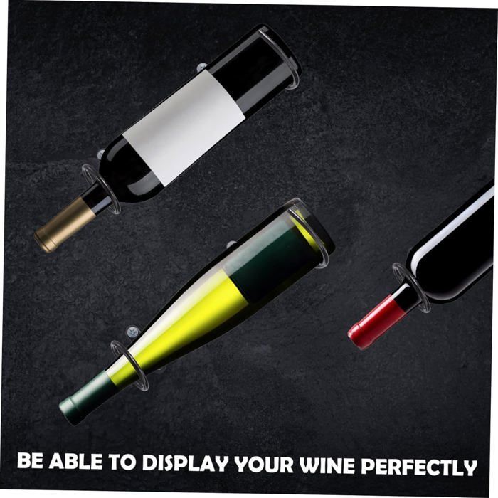 Botellero de pared de hierro negro para 6 botellas, juego de 6, almacenamiento estable para cocina/bar.