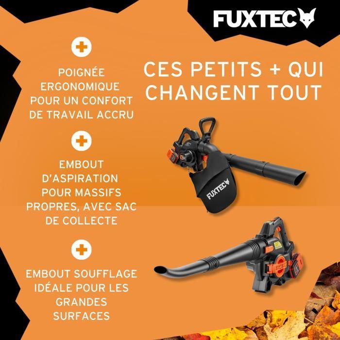 FUXTEC Kit souffleur/aspirateur de feuilles à batterie 40V FX-E2LBSSET