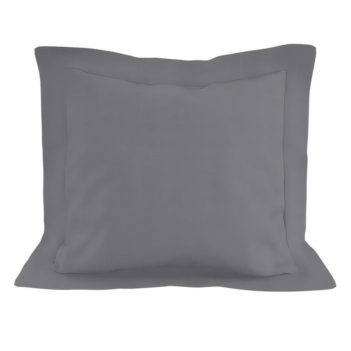 Taie d'oreiller en coton 57 fils 63x63 cm UNI gris, par Soleil d'ocre