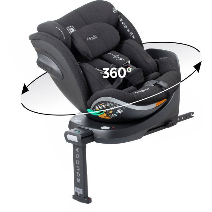 Cadeira auto - BABYAUTO - SCUDDA - Grupo 0/1/2/3 - 40/150 cm - Tamanho I - Giratória - Reclinável - Redutor - Perna de apoio - Antracite