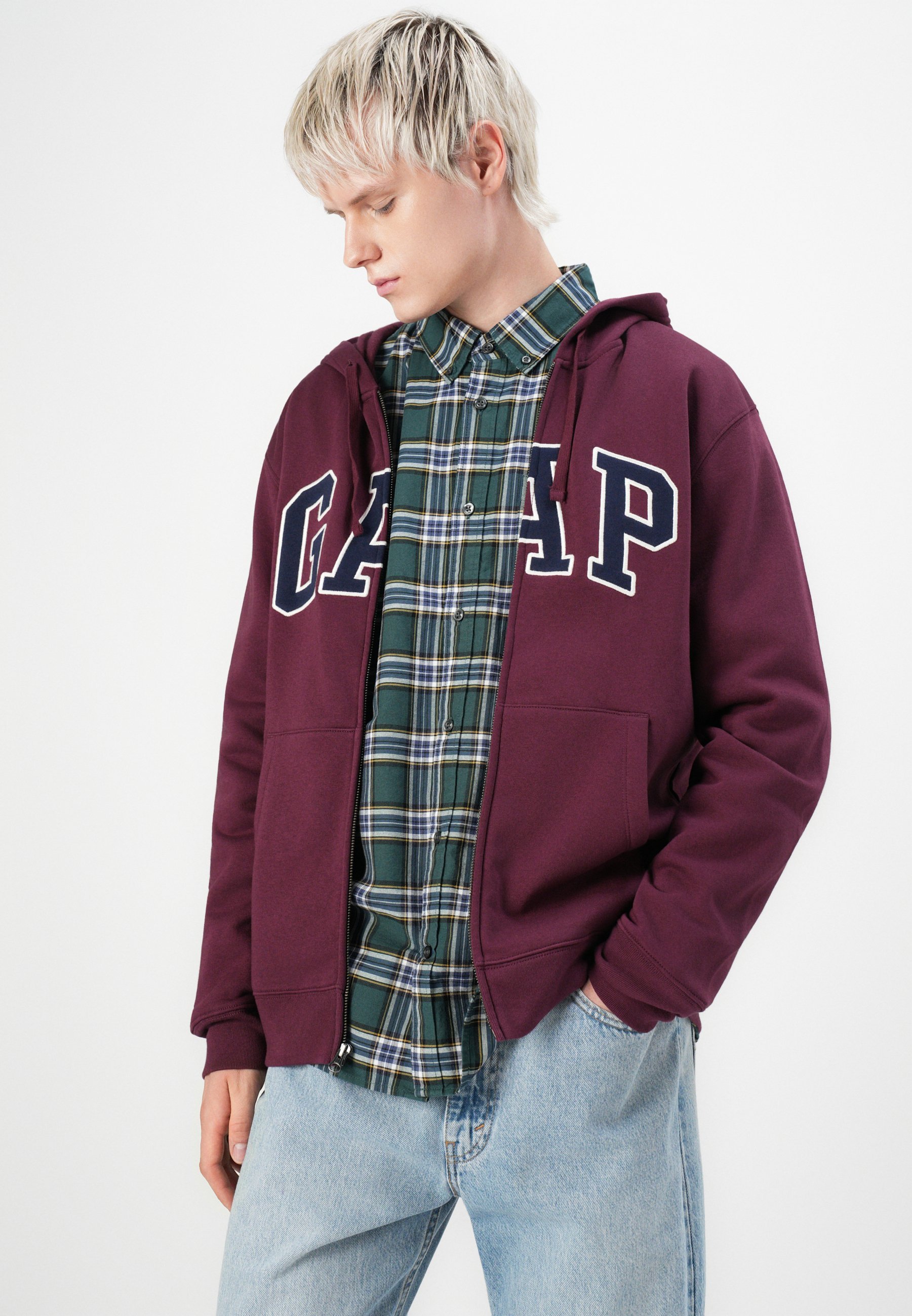 GAP HERITAGE LOGO - Moletom com zíper - vermelho toscano