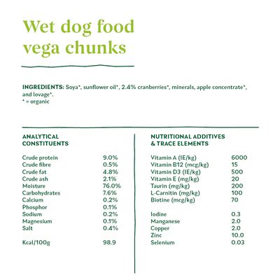 Yarrah Organic Vega Dog Chunks με βιολογικά cranberries
