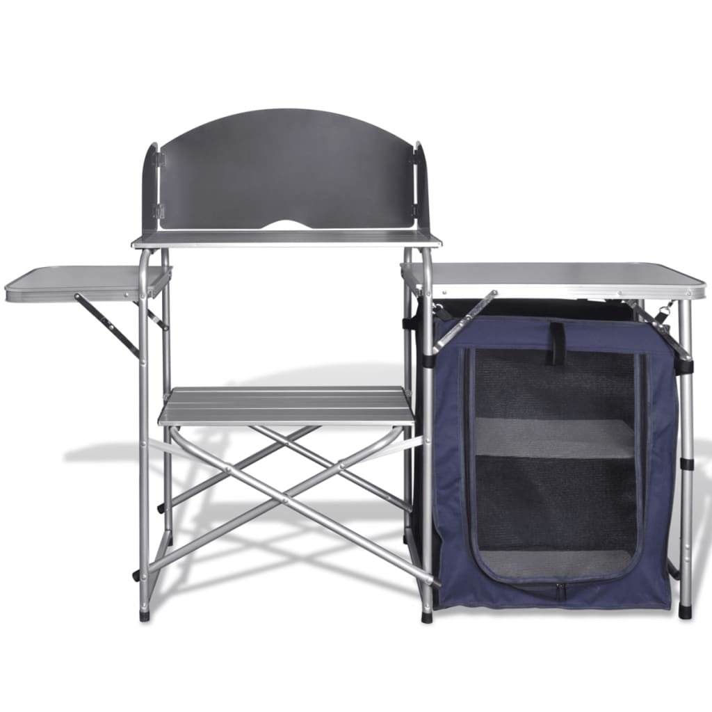 Vidaxl Folding Aluminum Kitchen with Shelves and Rack