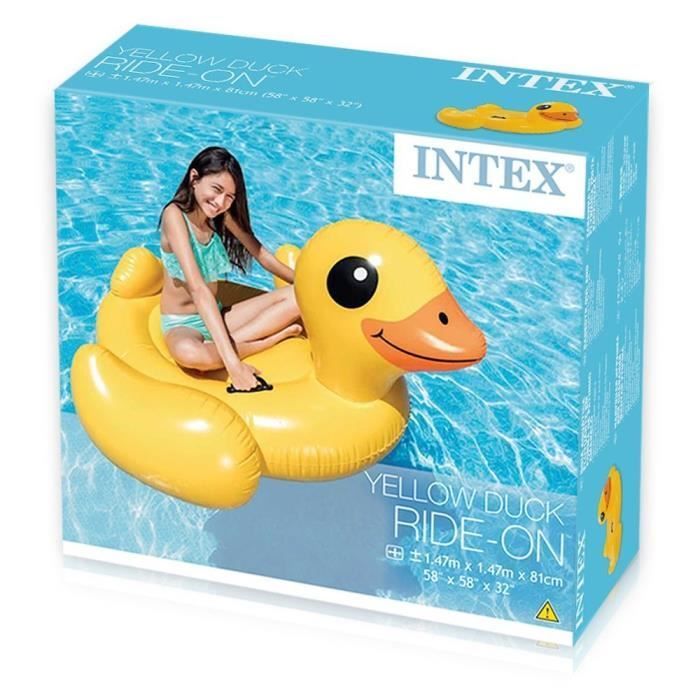 Bouée gonflable Canard Jaune à Chevaucher - INTEX - Jeux de Piscine - 2 poignées de maintien
