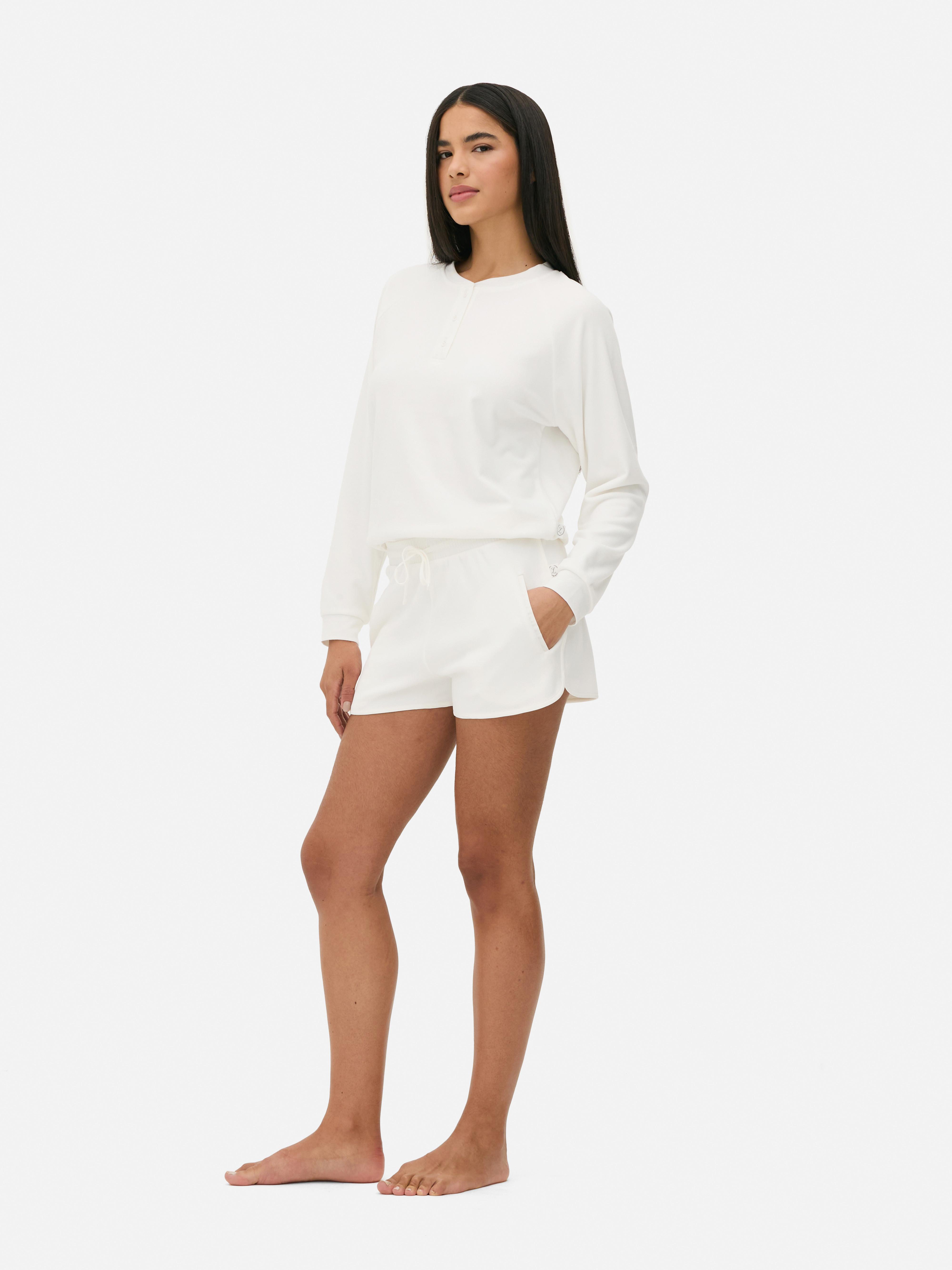 Fleece-Pyjamashorts mit Kordelzug Warme Fleece-Pyjamashorts mit Kordelzug und Seitentaschen