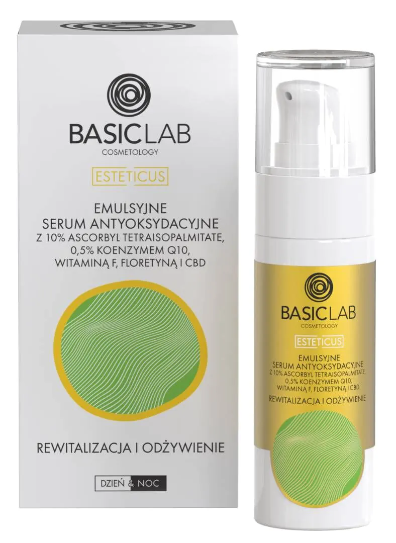 BasicLab Esteticus Serum z witaminą C 10%, koenzymem Q10 0,5% i CBD