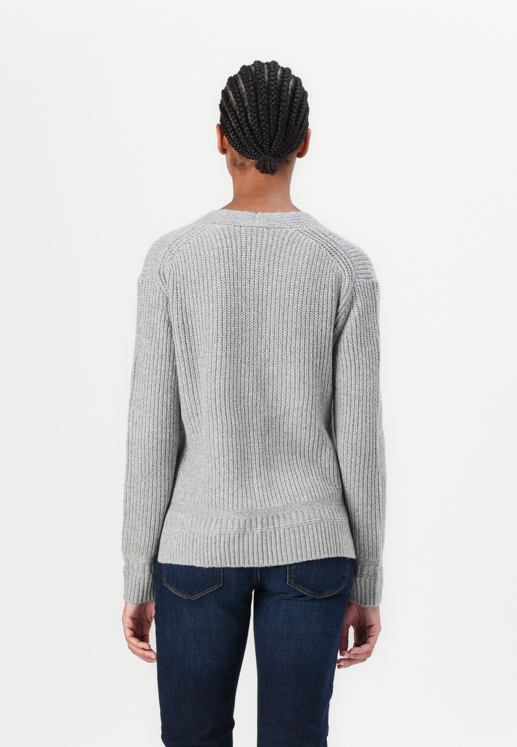 Pull col V TOM TAILOR - Gris argenté moyen
