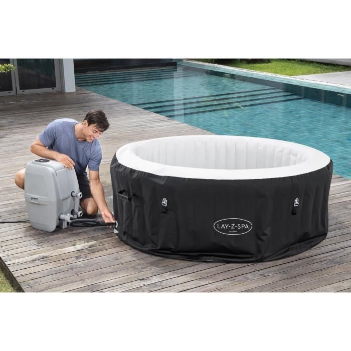 Spa inflable BESTWAY - Lay-Z-Spa Miami - 120 chorros de aire - 180 x 66 cm - De 2 a 4 plazas - Redondo (cubierta, cartucho, difusor)