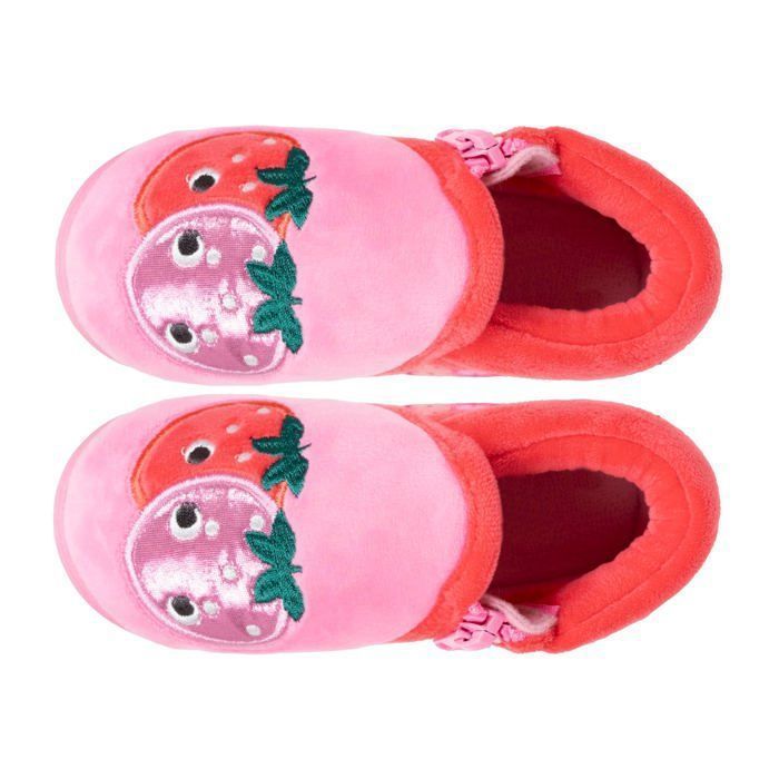 Isotoner Chaussons velours maintien renforcé, fermeture zip, simple à enfiler rose bébé fille