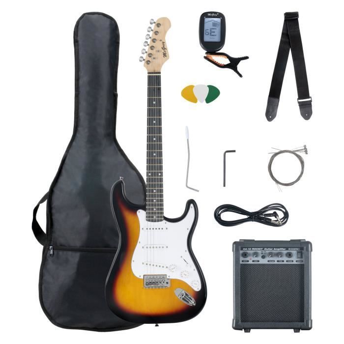 Sunburst elektrische gitaarset - McGrey Rockit - Complete elektrische gitaarset met 10W versterker, gigbag, stemapparaat en gitaarband