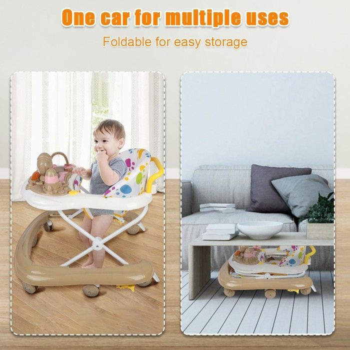 Girello musicale 3 in 1 XUANYU - Portata massima 20 kg - Altezza regolabile - Antiribaltamento - Per bambini dai 6 ai 20 mesi - Marrone