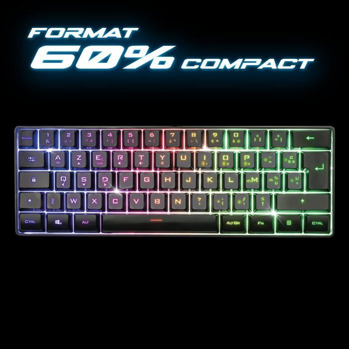 Tastiera da gioco TKL - CHOUMICHA SAVEURS FRANCE AGRO - Elite K50 - Wireless RF/BT/USB-C - Compatta 60% AZERTY - RGB ricaricabile