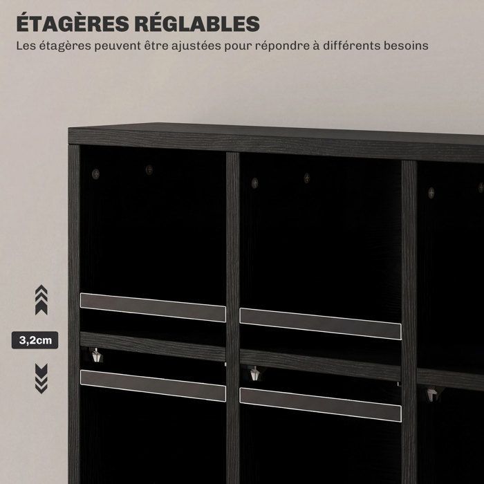 Mueble multimedia para 456 CD/336 DVD - HOMCOM - estantería de madera con baldas ajustables - 89 x 130,5 cm - negro