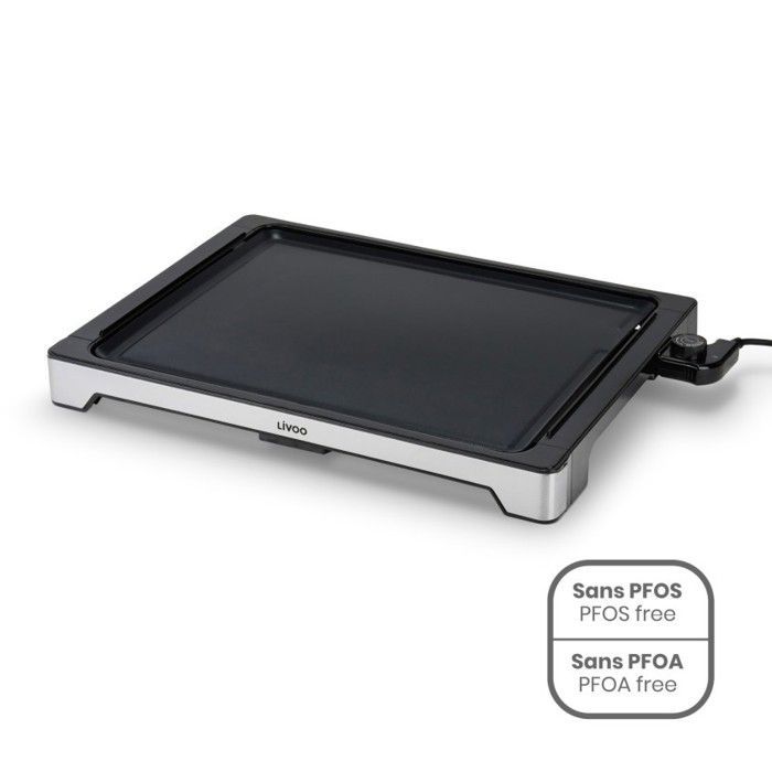 Chapa elétrica para grelhar - LIVOO - Design profissional - 2000W - Antiaderente - 47 x 37 cm