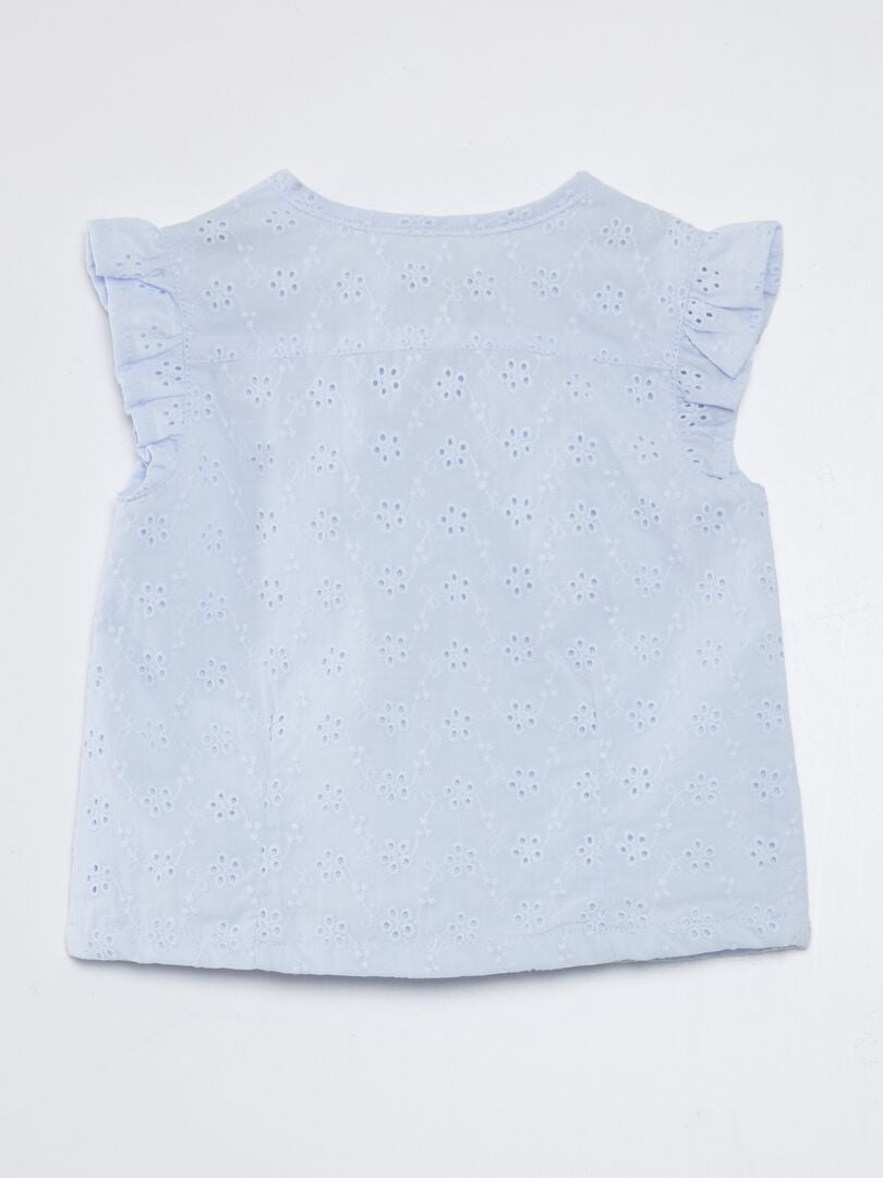 Blusa com bordado em ponto inglês - AZUL