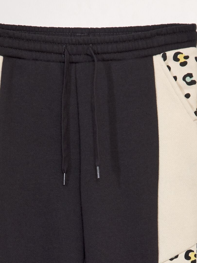 Fleece joggingbroek met kleurblokken - BEIGE
