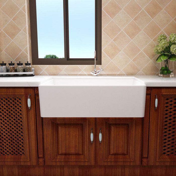 MEJE 84 x 50.5cm Farmhouse Kitchen Sink, Stamp Sink, Apron Sink, Single Bowl Kitchen Sink - White
