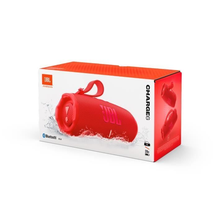 Altavoz portátil Bluetooth JBL Charge 6 - Rojo - Resistente al agua y a las caídas