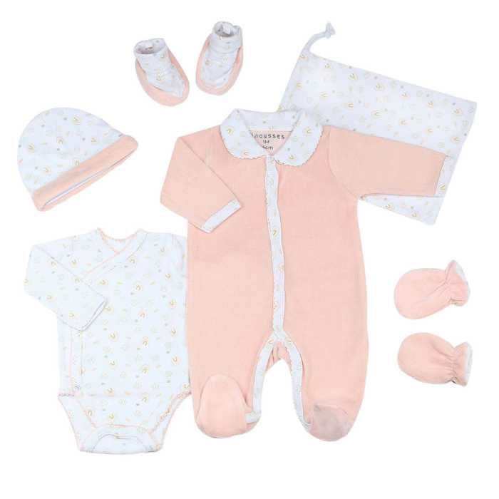 Trousseau de naissance - MARQUE - Kit naissance - Rose - Velours - Fille