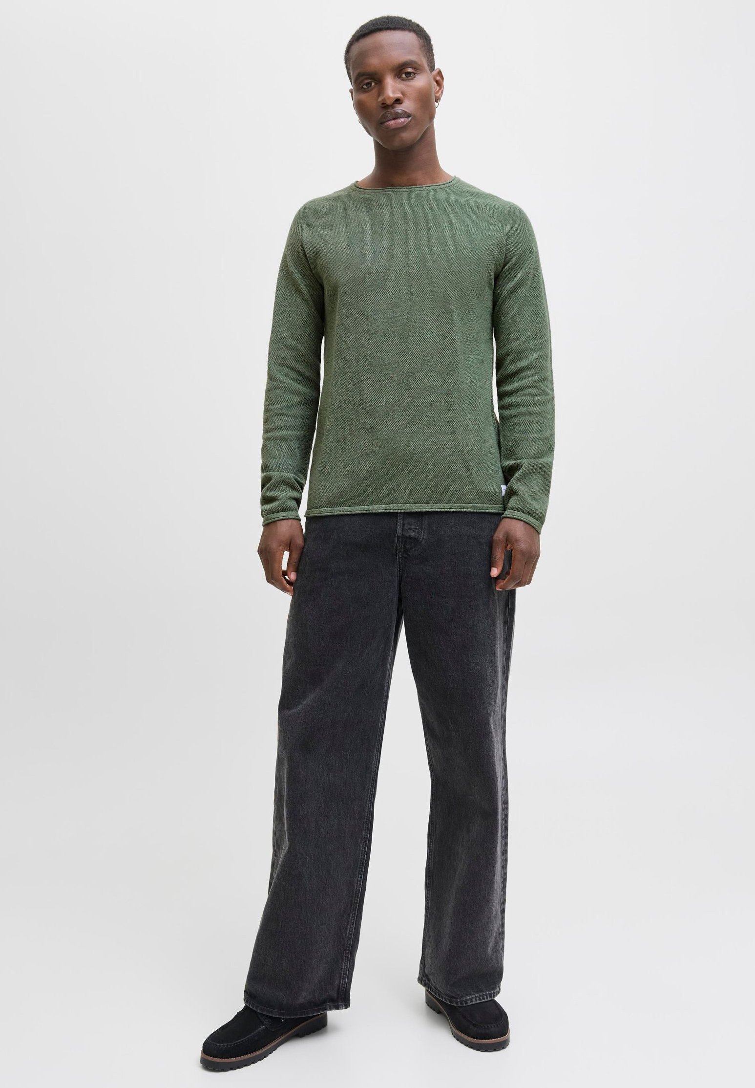 Jack & Jones JJEHILL Rundhalspullover – mit Lorbeerkranz-Detail