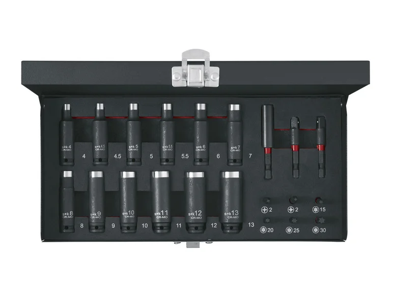 PARKSIDE PERFORMANCE® Conjunto de duplos e embouts para clé à choc, PSS 21 A1, 21 peças
