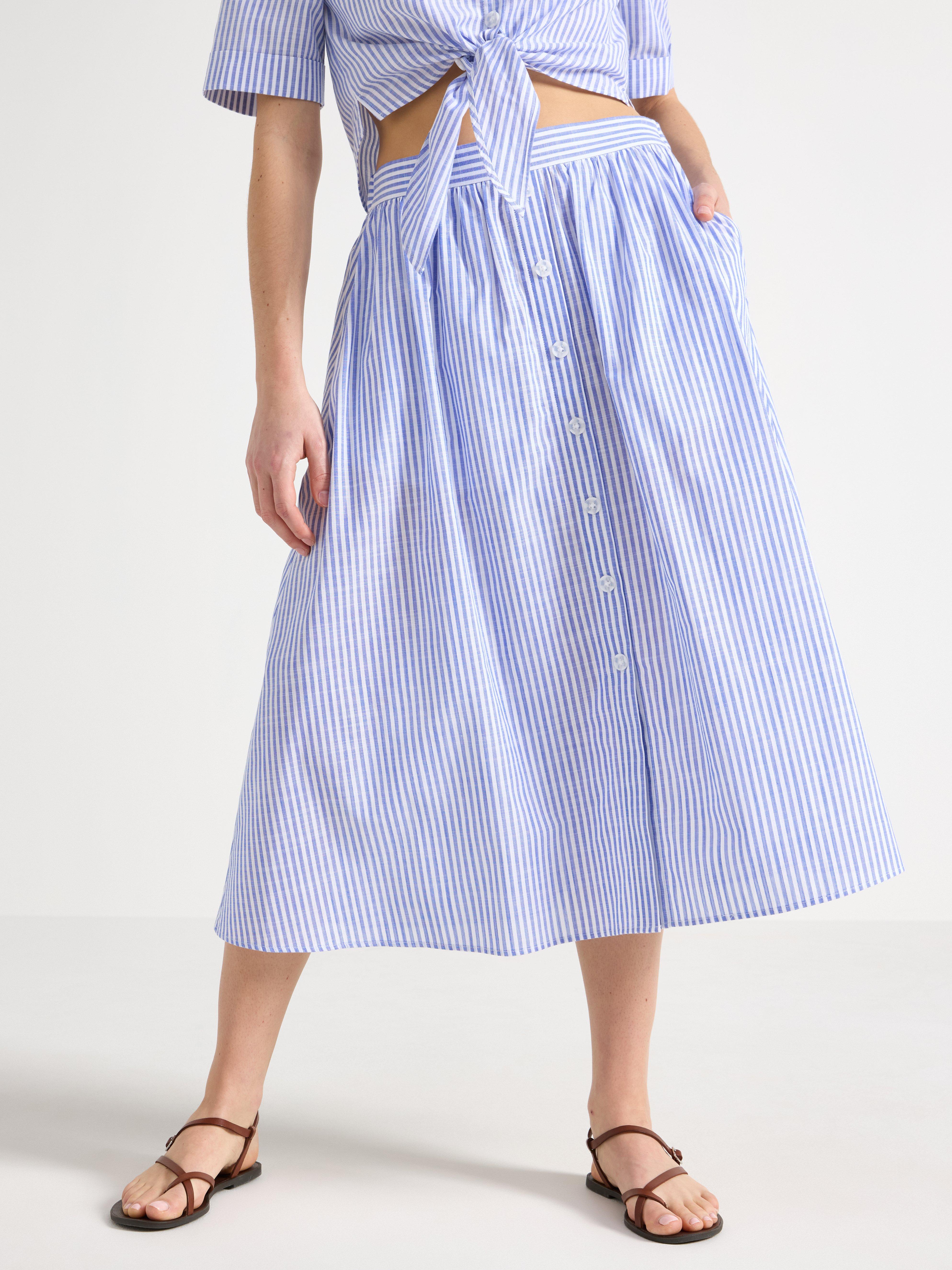 Falda midi azul intenso