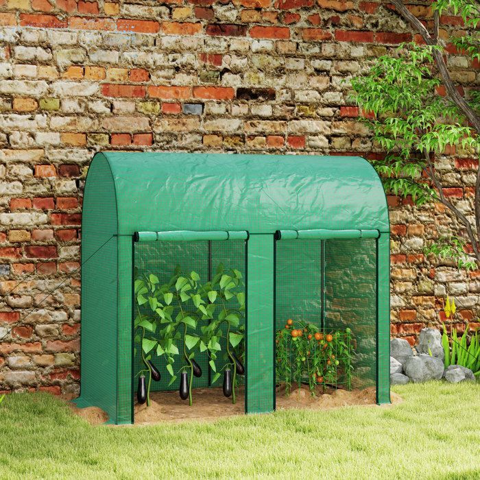 Estufa de jardim - Outsunny - 2 m² - 2 portas de enrolar com zíper - aço, PE de alta densidade 140 g/m², resistente a raios UV - 2 x 1 x 1,78 m - verde