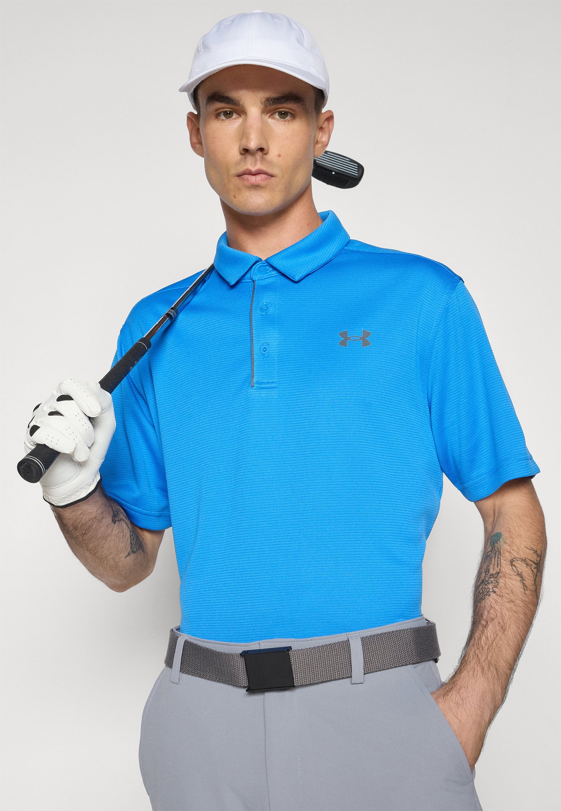 Koszulka polo Under Armour TECH – niebieska Atlantyda/szara smoła