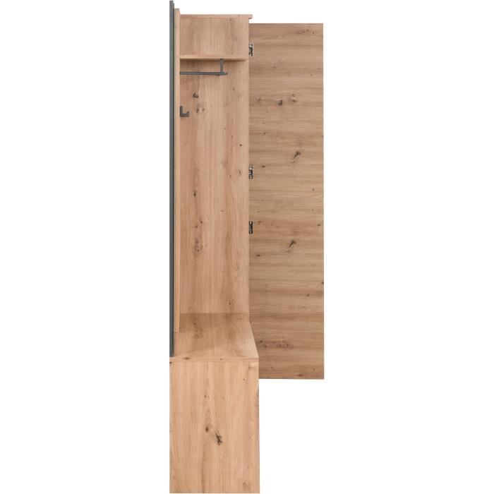 Wardrobe with mirror - MEDAN 42B - Anthracite / Artisan Oak - 122 x 190 x 37 cm