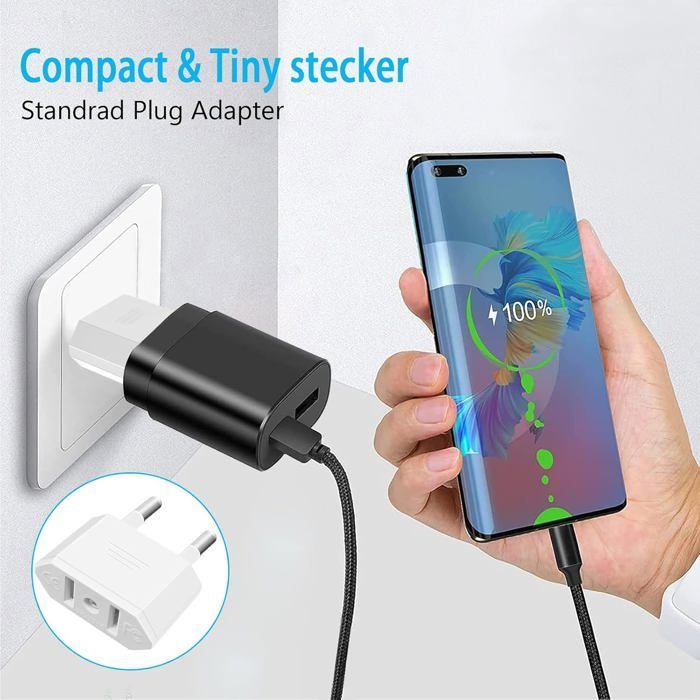 Adaptador de enchufe de 2 piezas de EE. UU. a Francia, adaptador de enchufe alemán, para viajes de EE. UU. a la UE.