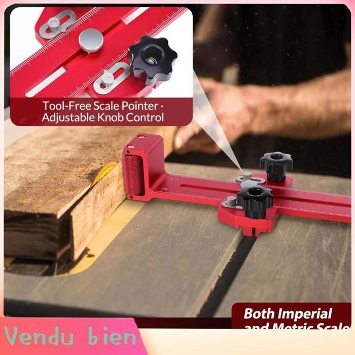 Fine rip table saw jig, aluminum alloy for repetitive cuts of narrow strips. 3/4 x slits