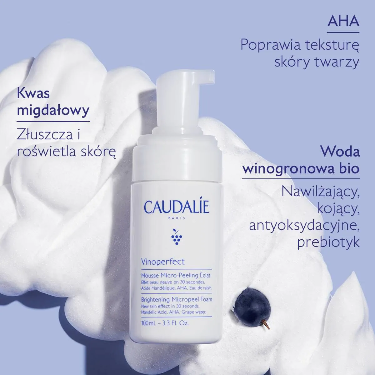 Caudalie Vinoperfect Rozjaśniająca pianka mikropeelingująca