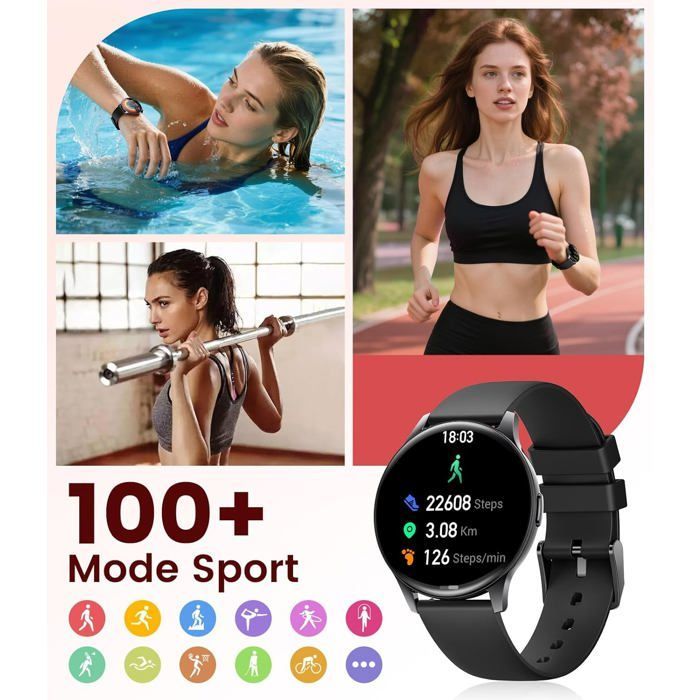 Smartwatch feminino com chamadas Bluetooth, tela AMOLED de 1,43