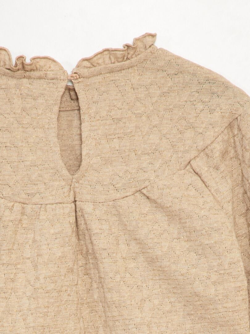 Camiseta con volantes - BEIGE