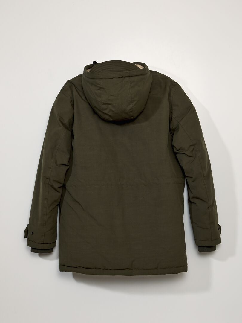 Ciepła krótka parka - - KHAKI