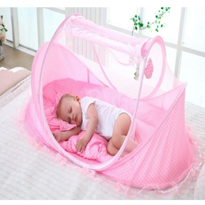 Cuna de bebé, cuna de viaje plegable, cuna de bebé con mosquitera, cama de viaje ligera con colchón grueso.