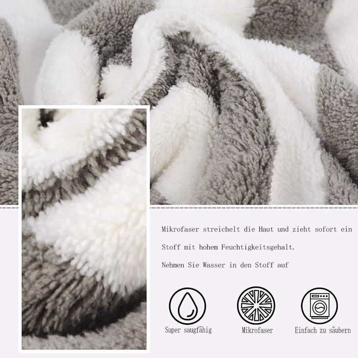 Toalla de baño grande de microfibra (70x140 cm), ultrasuave, absorbente, juego de 2 toallas grises