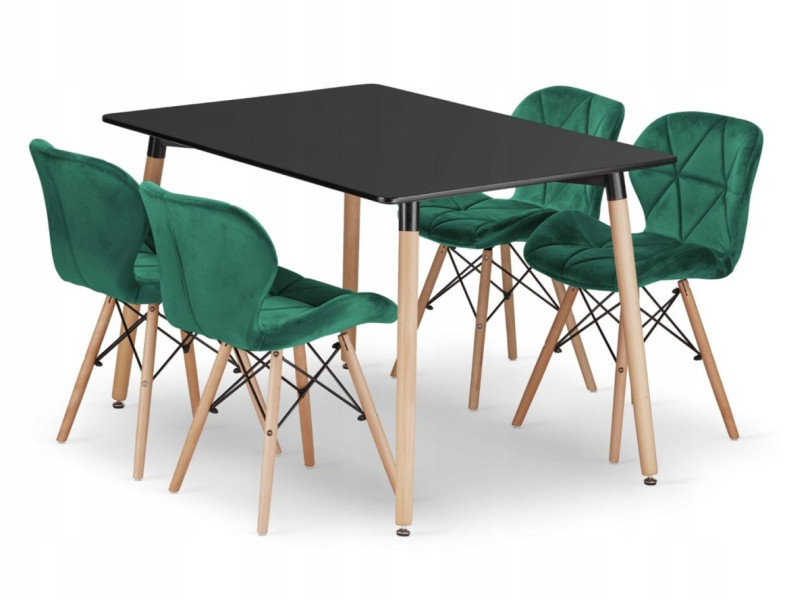 Zest stół prostokątny ADRIA 120x80 czarny   4 krzesła LAGO z