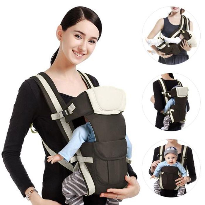 Portabebés ergonómico 4 en 1 para bebés de 0 a 24 meses con correa multifuncional ajustable - Marrón