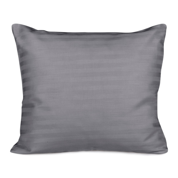 Poszewka satynowa 50x60 antracytowa szara pasy jednobarwna