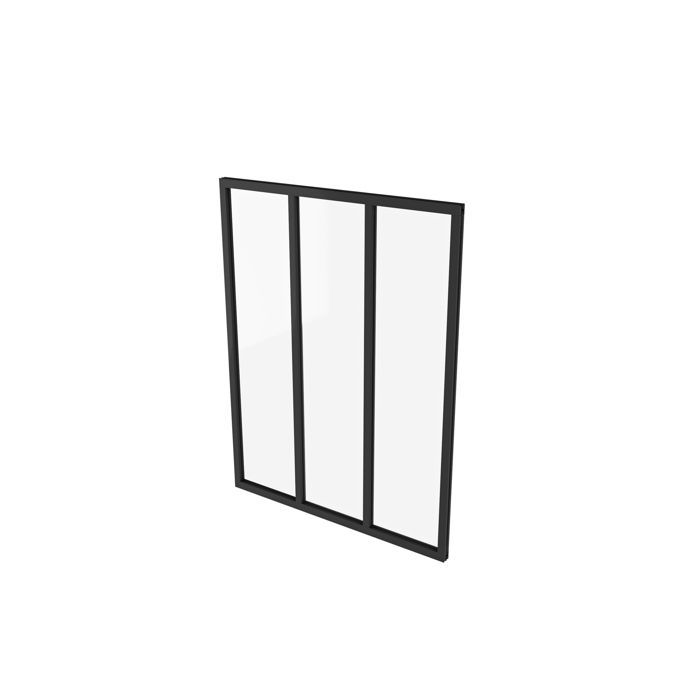 AICA Verrière Atelier en aluminium noir mat 93x108cm- Vitrage trempé 4mm- 3 carreaux Verrière fixe- kit de verrière et vitrage