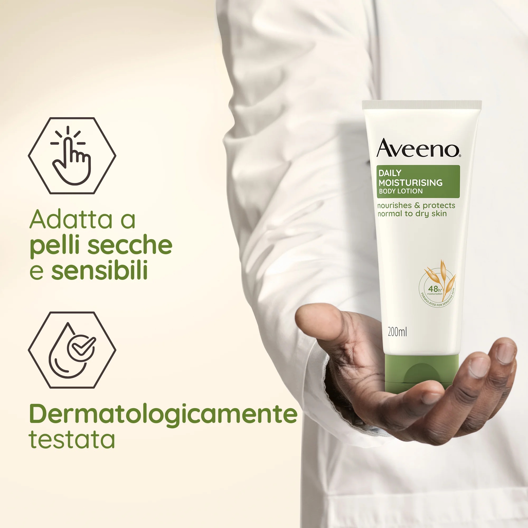 AVEENO Creme hidratante diário Aveeno 200ml, hidratante corporal suave e natural